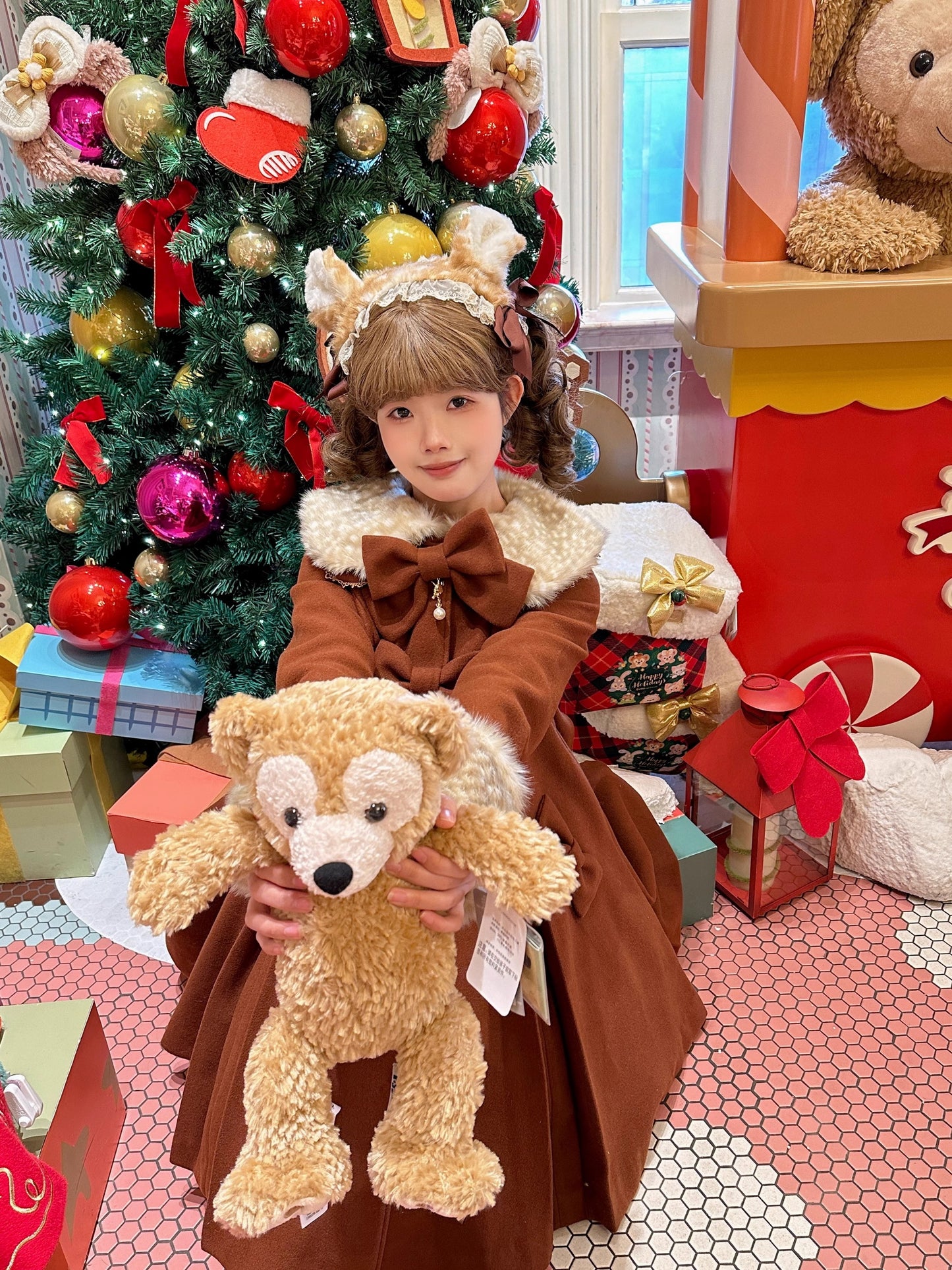 Aラインファーつきコート【Unideer】