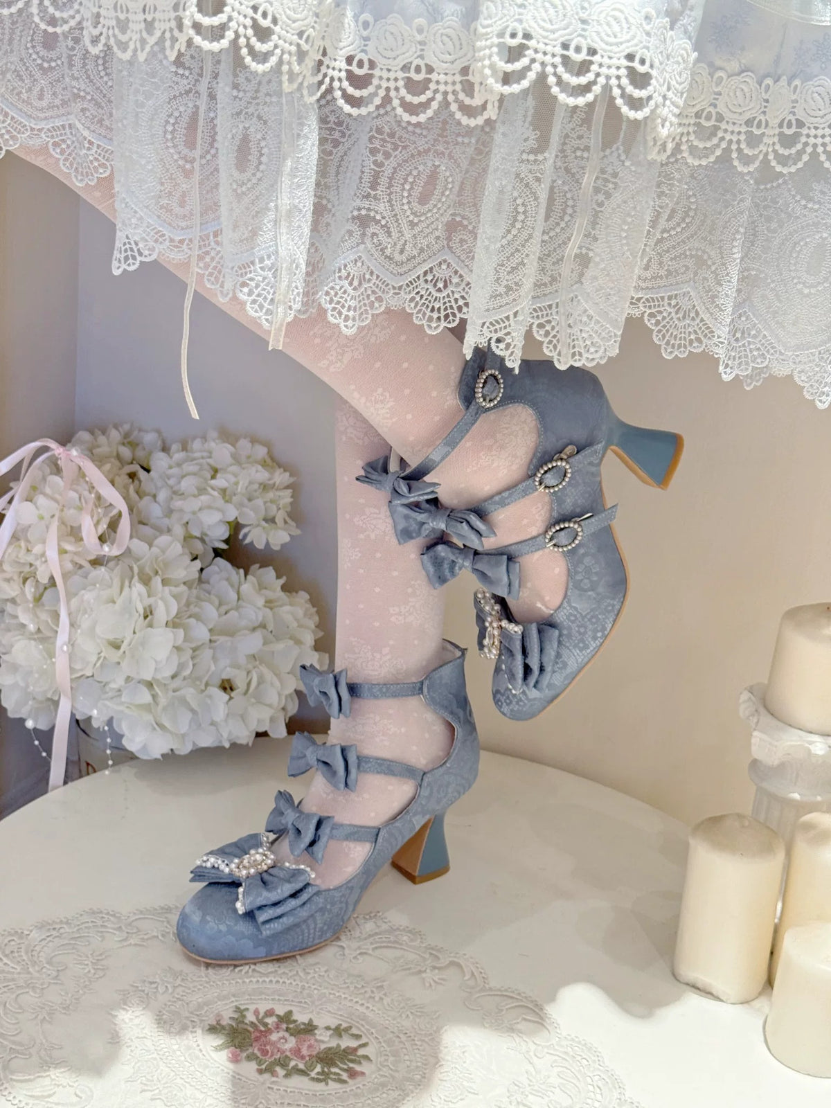 【受注予約~9/28】Rococo Night リボンストラップシューズ【Pure Tea】