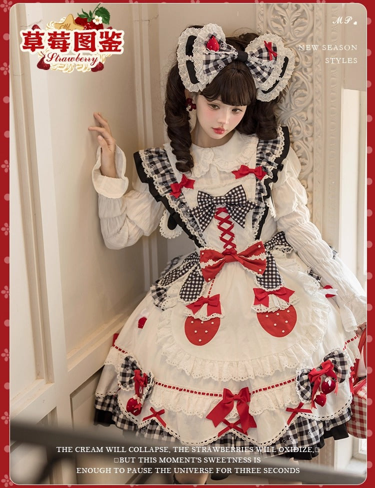 【受注予約~11/18】Strawberry Cake Illustration ギンガムワンピース・ジャンパースカート【花与珍珠匣】