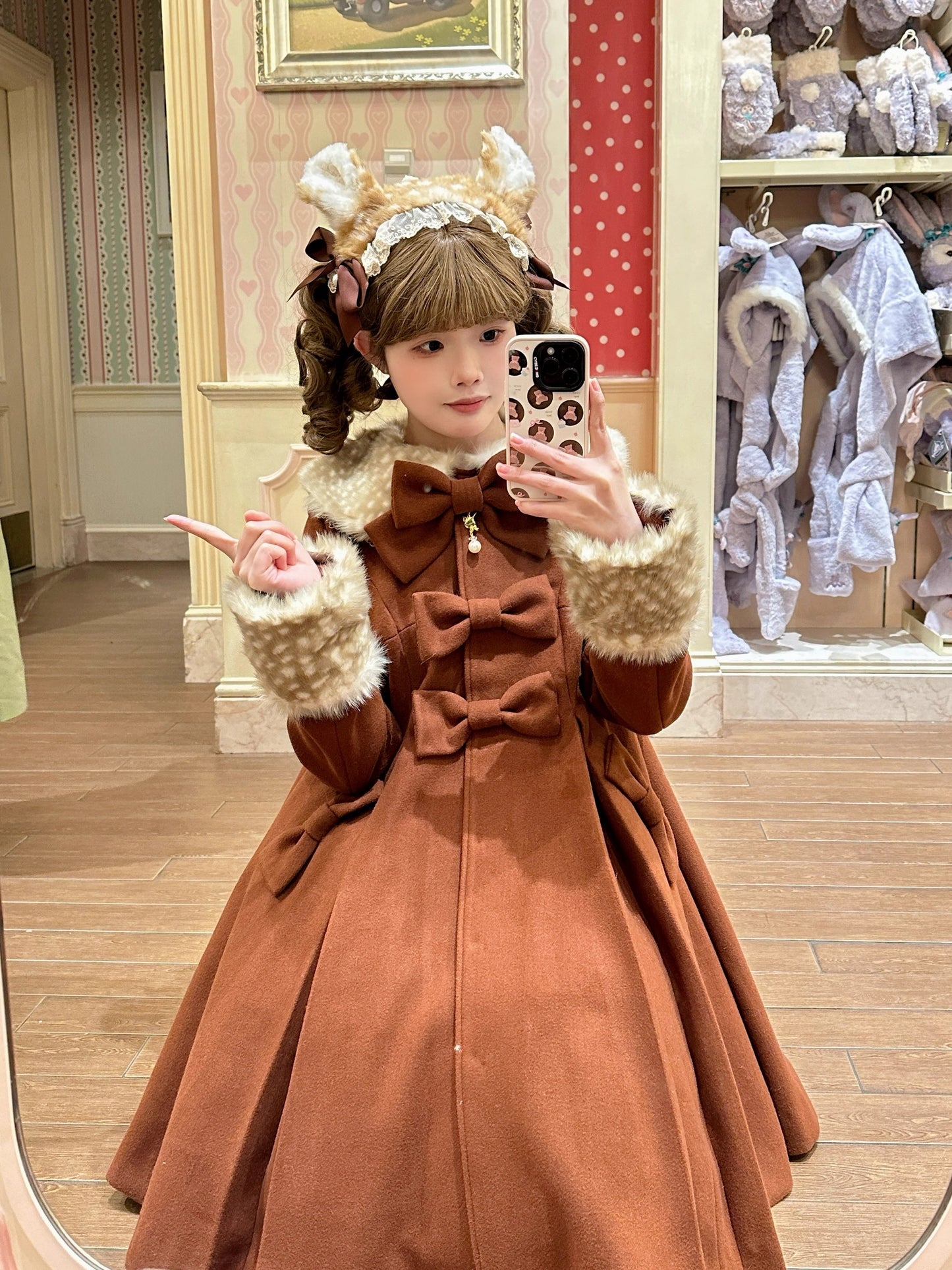 Aラインファーつきコート【Unideer】