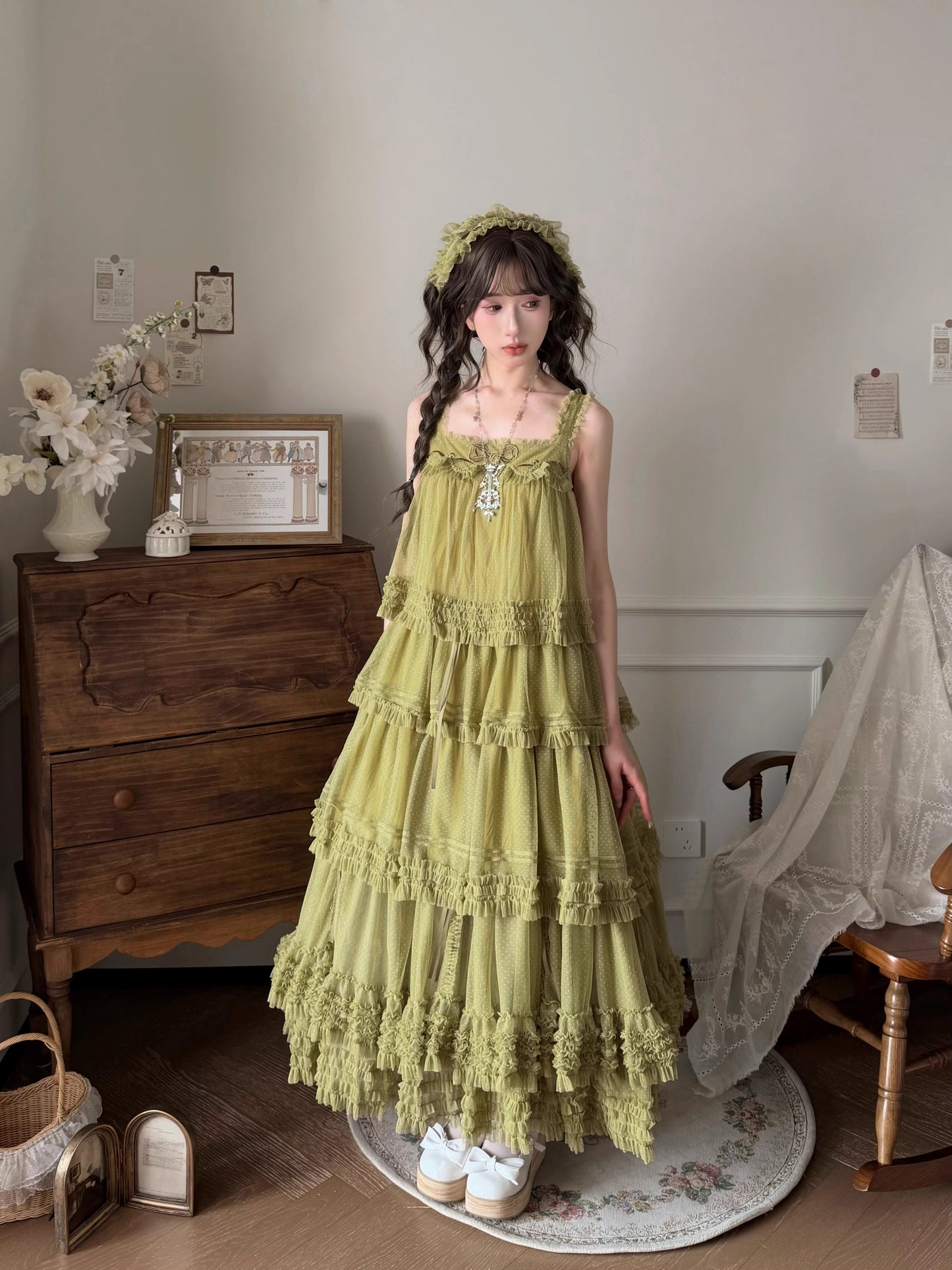 Gepunktetes Tüll-Stufenkleid (110 cm) [Nan'i Western Clothing]