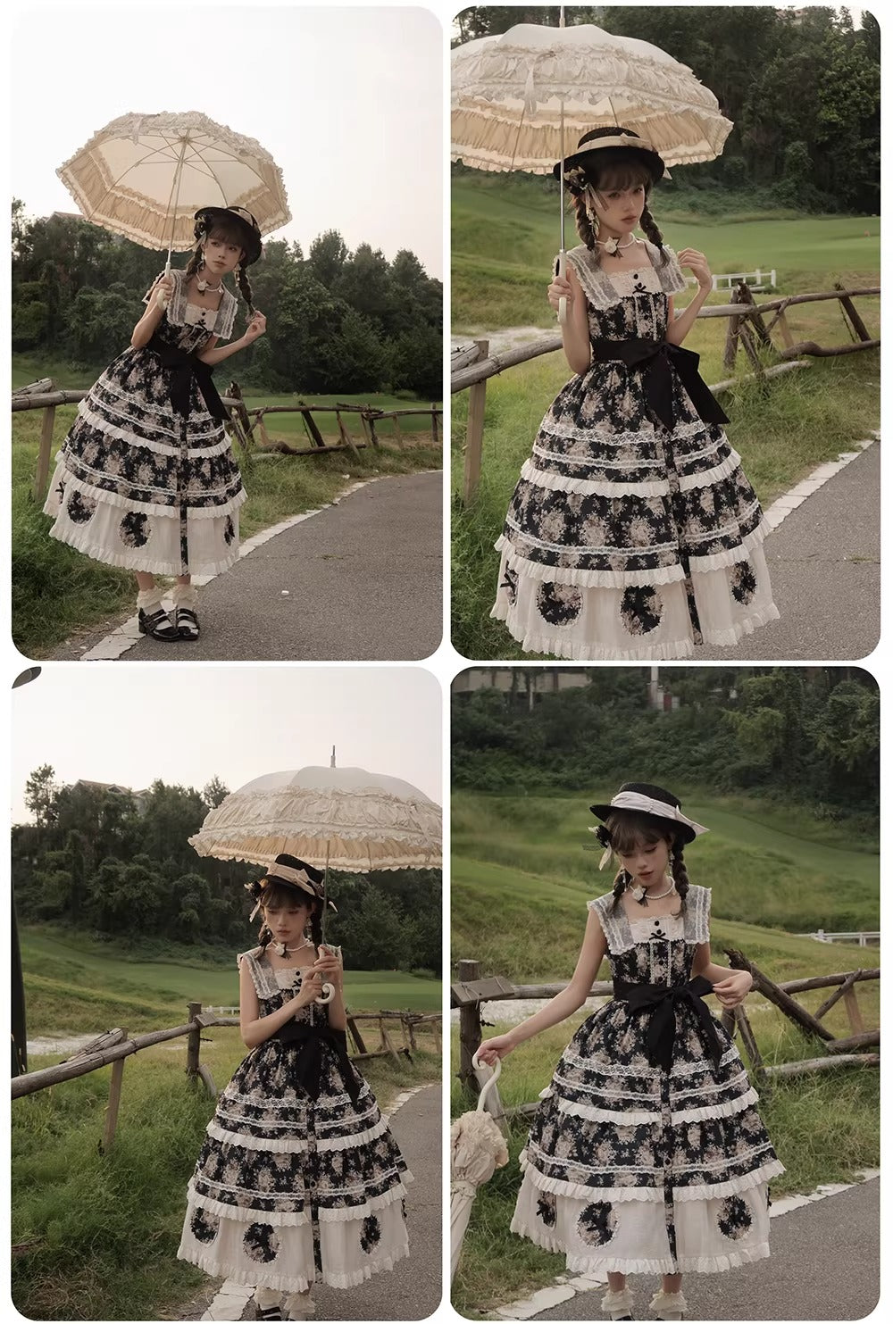 【受注予約~2/15】Black Rose ジャンパースカート【LittlePlum】