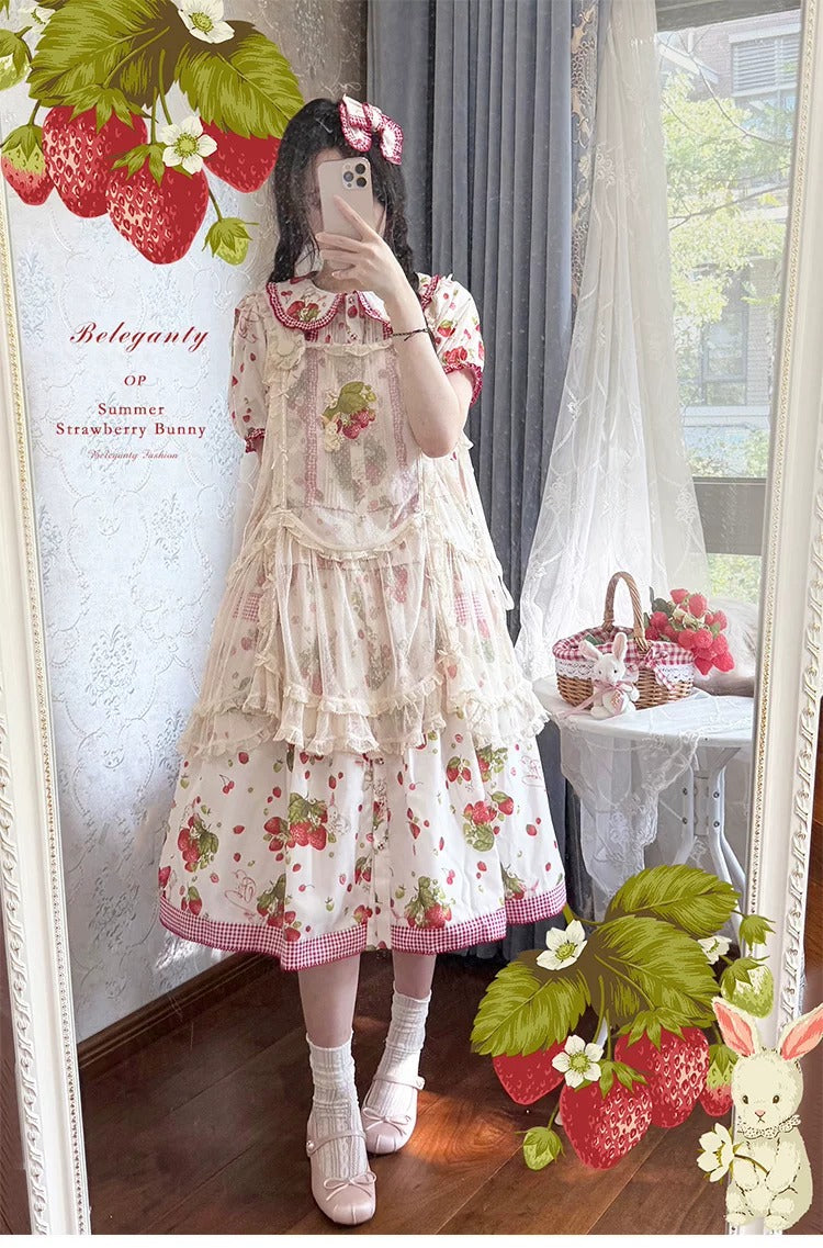 【受注予約~7/30】Summer Strawberry Bunny エプロン【Beleganty】