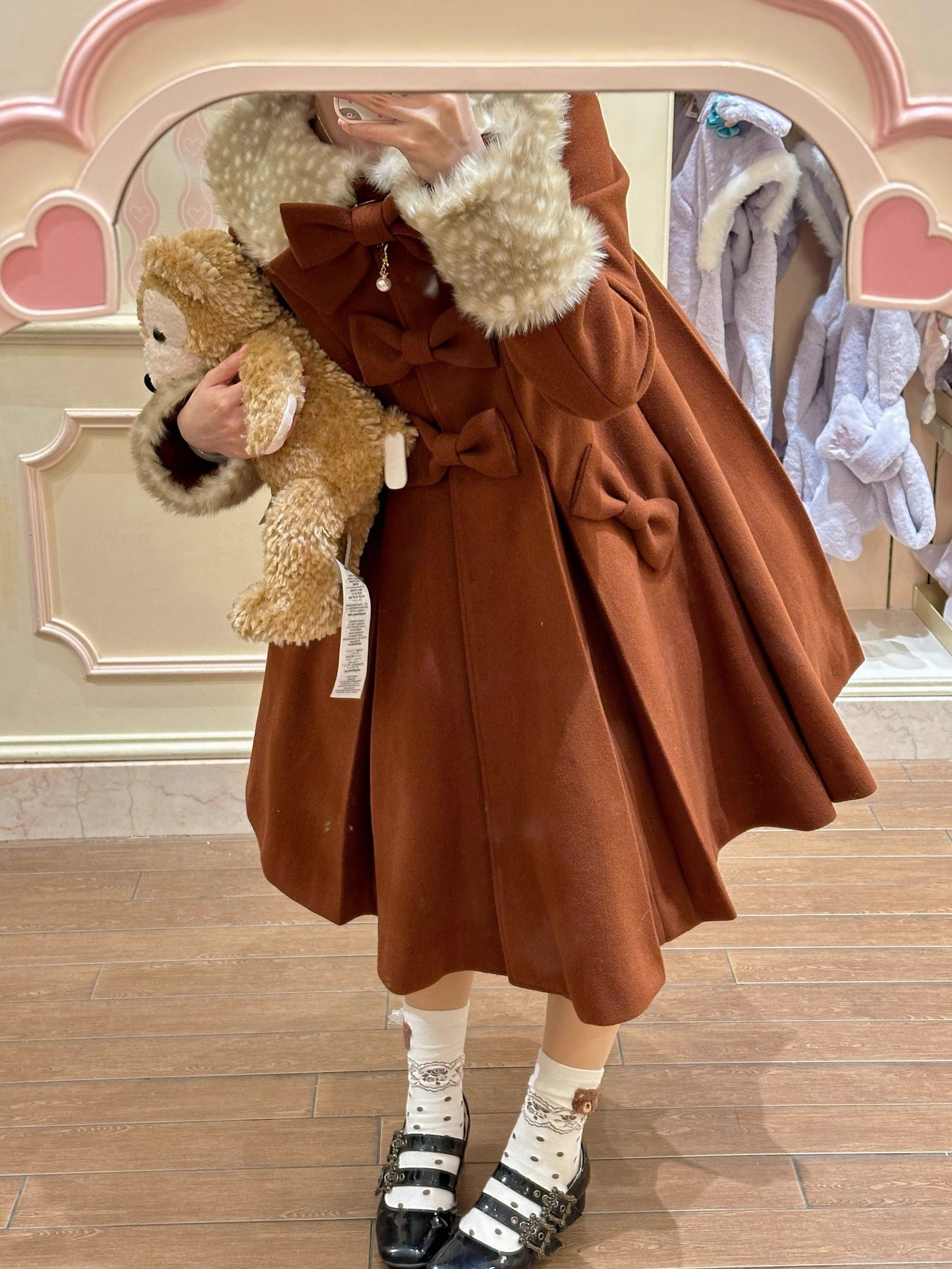 Aラインファーつきコート【Unideer】