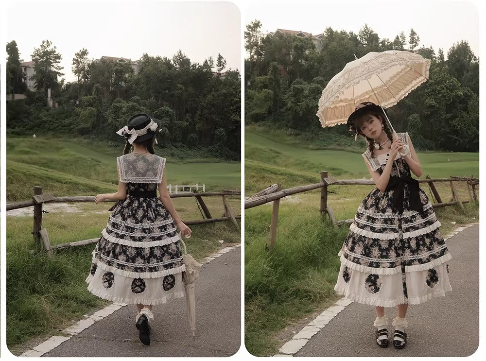 【受注予約~2/15】Black Rose ジャンパースカート【LittlePlum】