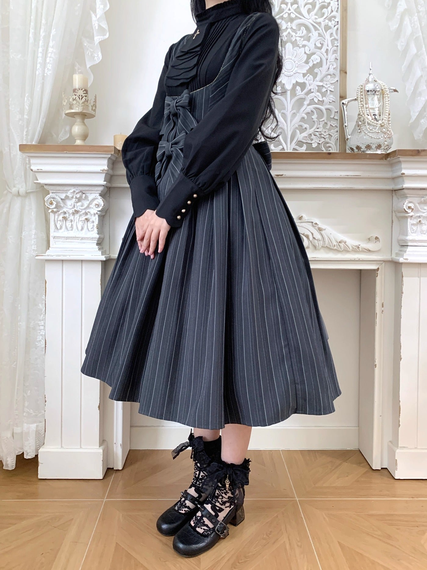 【受注予約~10/28】Bright Moon ジャンパースカート(ストライプ・タイプ2)【Little Dipper】