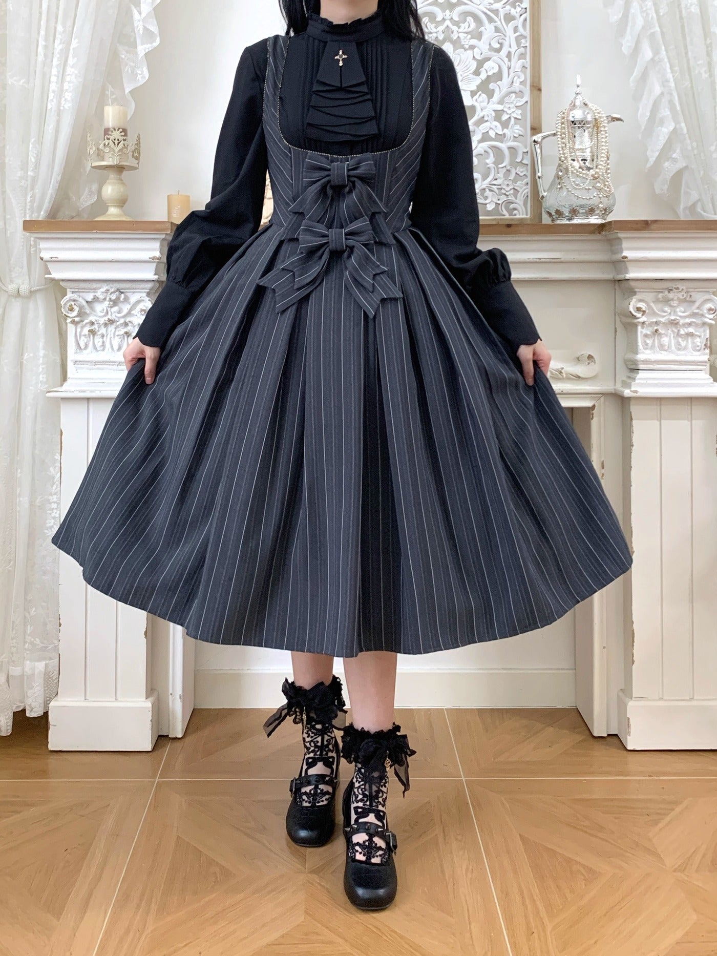 Bright Moon ジャンパースカート(ストライプ・タイプ2)【Little