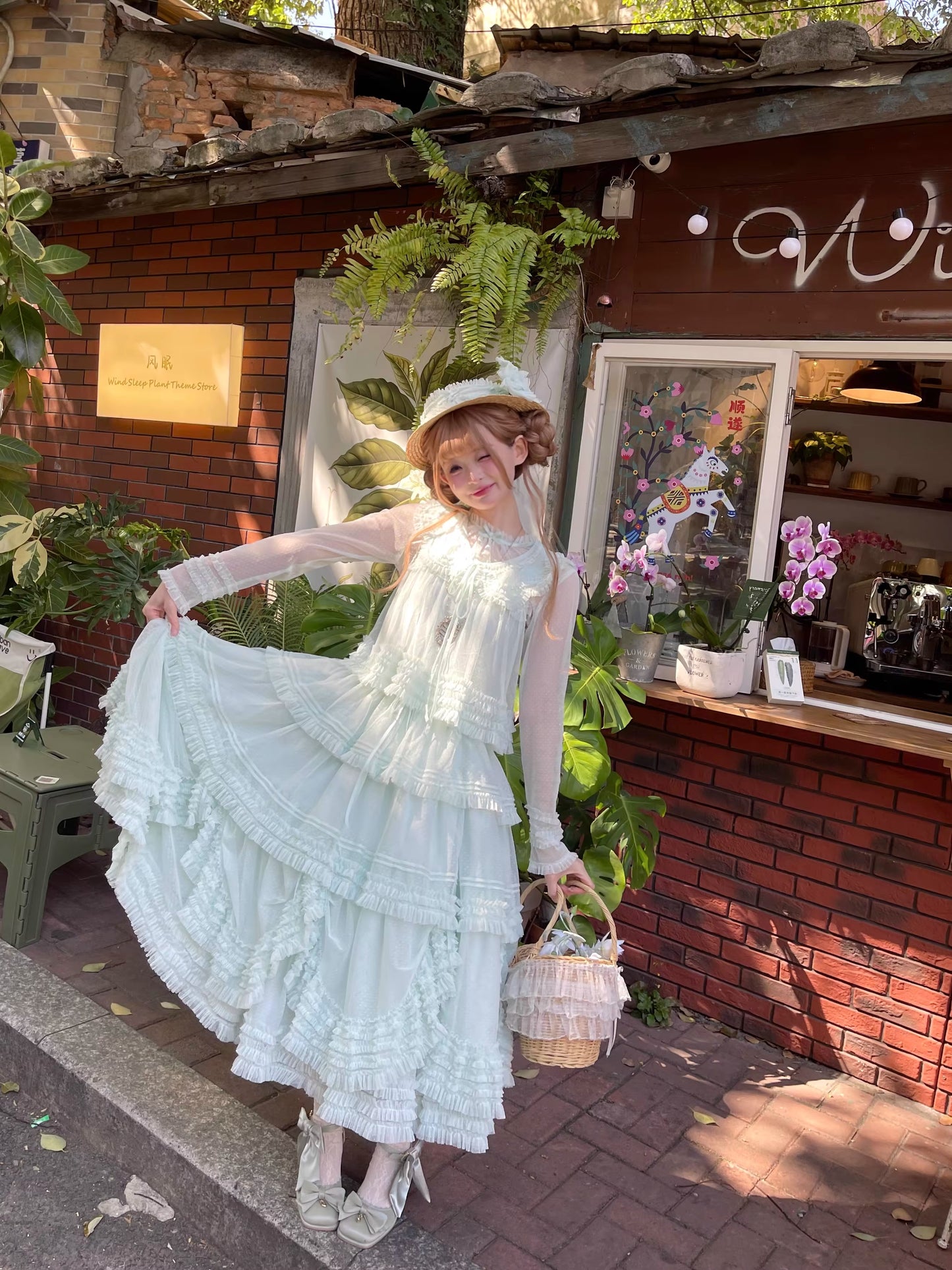 Gepunktetes Tüll-Stufenkleid (110 cm) [Nan'i Western Clothing]