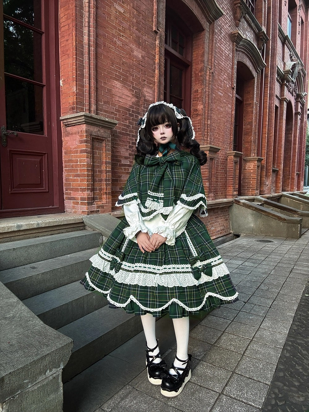 【受注予約~10/16】Ancient Petal Cake ワンピース・ジャンパースカート(チェックver.）【Miss Point】