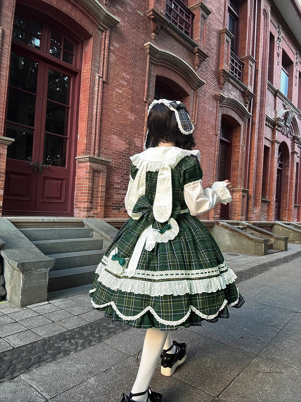 【受注予約~10/16】Ancient Petal Cake ワンピース・ジャンパースカート(チェックver.）【Miss Point】