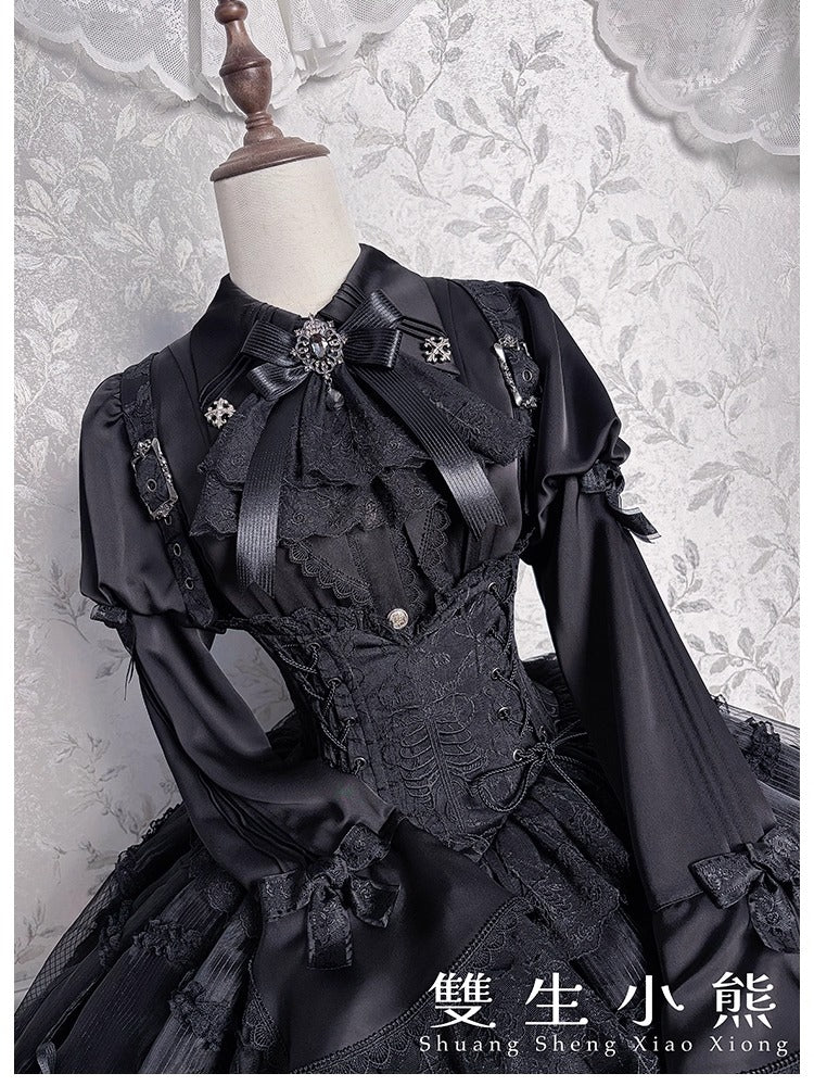 【受注予約~12/8】Black Mist Feast ブラウス・ケープ【双生小熊】