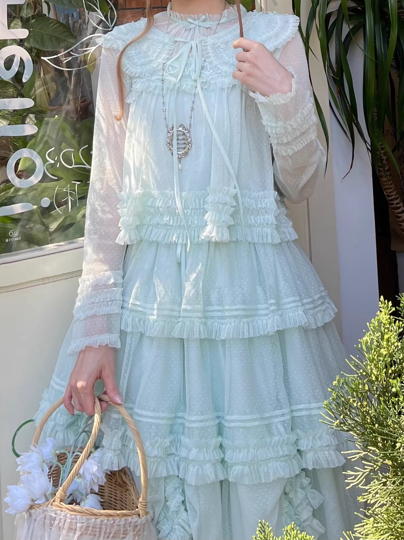 Gepunktetes Tüll-Stufenkleid (110 cm) [Nan'i Western Clothing]