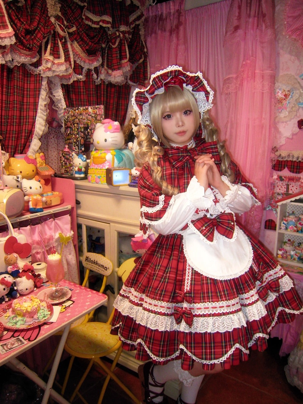 【受注予約~10/16】Ancient Petal Cake ワンピース・ジャンパースカート(チェックver.）【Miss Point】