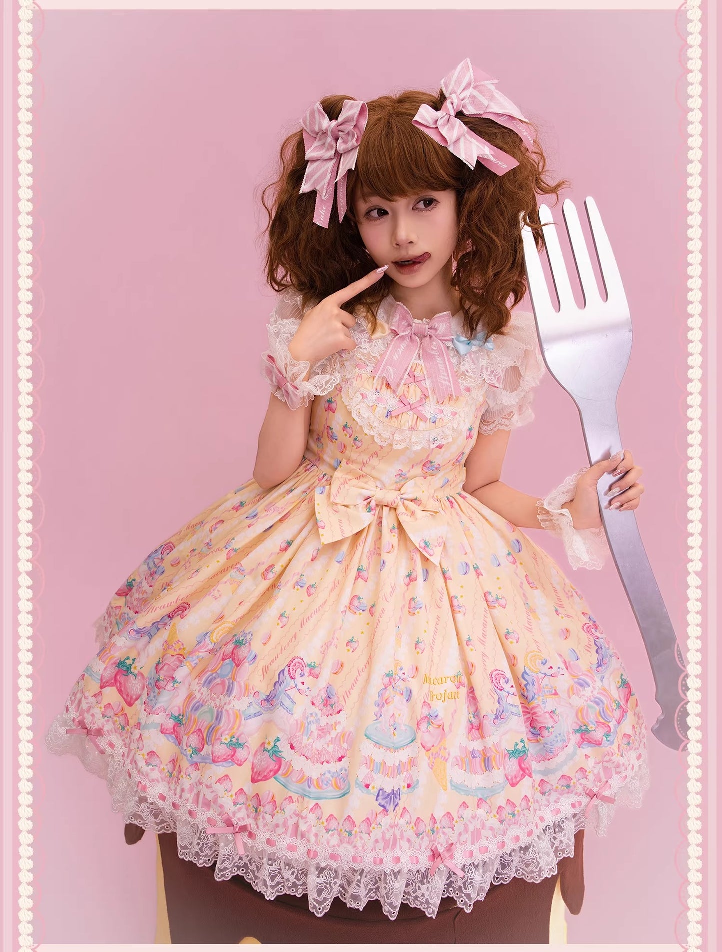 【受注予約~4/27】Pastel Macarons ワンピース(タイプ3)【双生小熊】