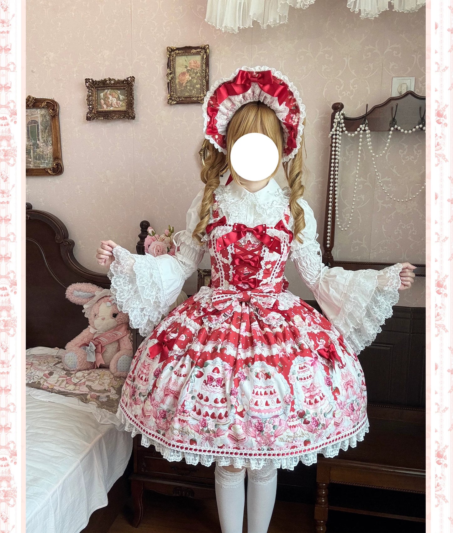 【受注予約~9/28】イチゴと花束 3.0 ジャンパースカート・フルセット【Antique Doll】