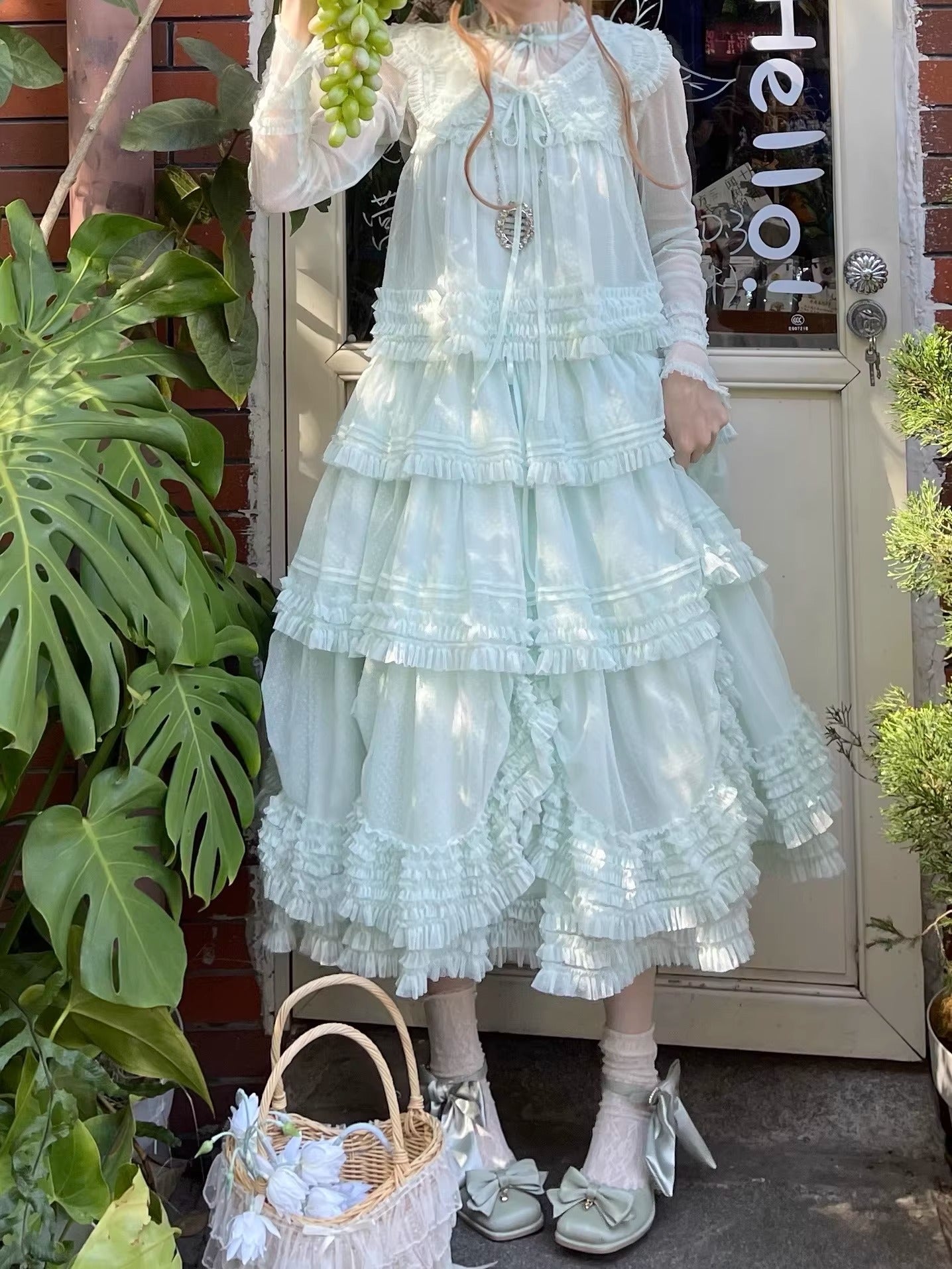 Gepunktetes Tüll-Stufenkleid (110 cm) [Nan'i Western Clothing]