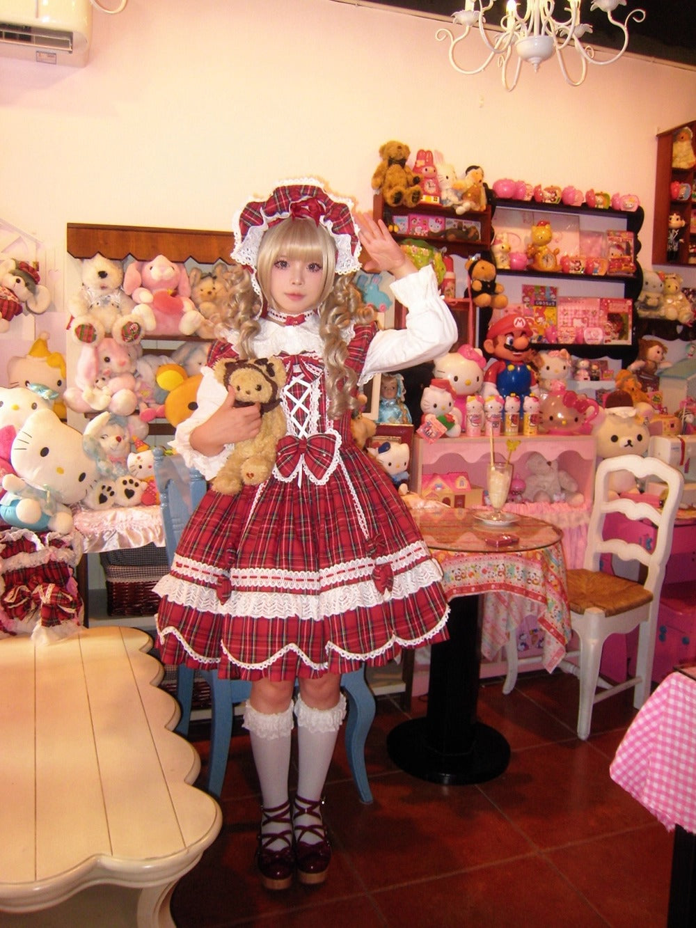 【受注予約~10/16】Ancient Petal Cake ワンピース・ジャンパースカート(チェックver.）【Miss Point】