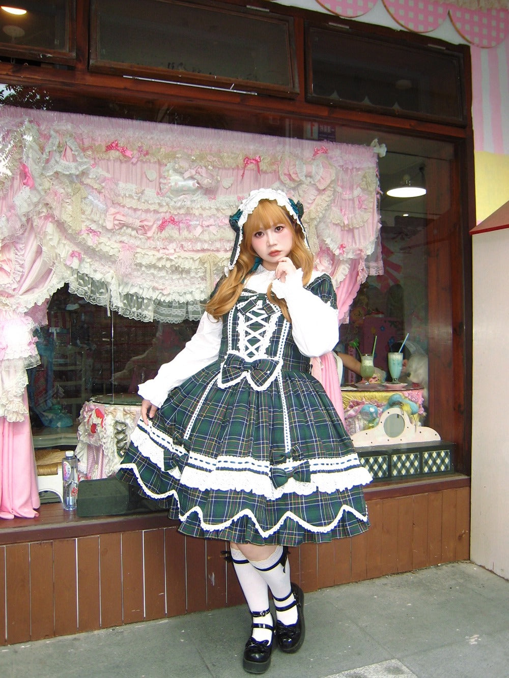 【受注予約~10/16】Ancient Petal Cake ワンピース・ジャンパースカート(チェックver.）【Miss Point】