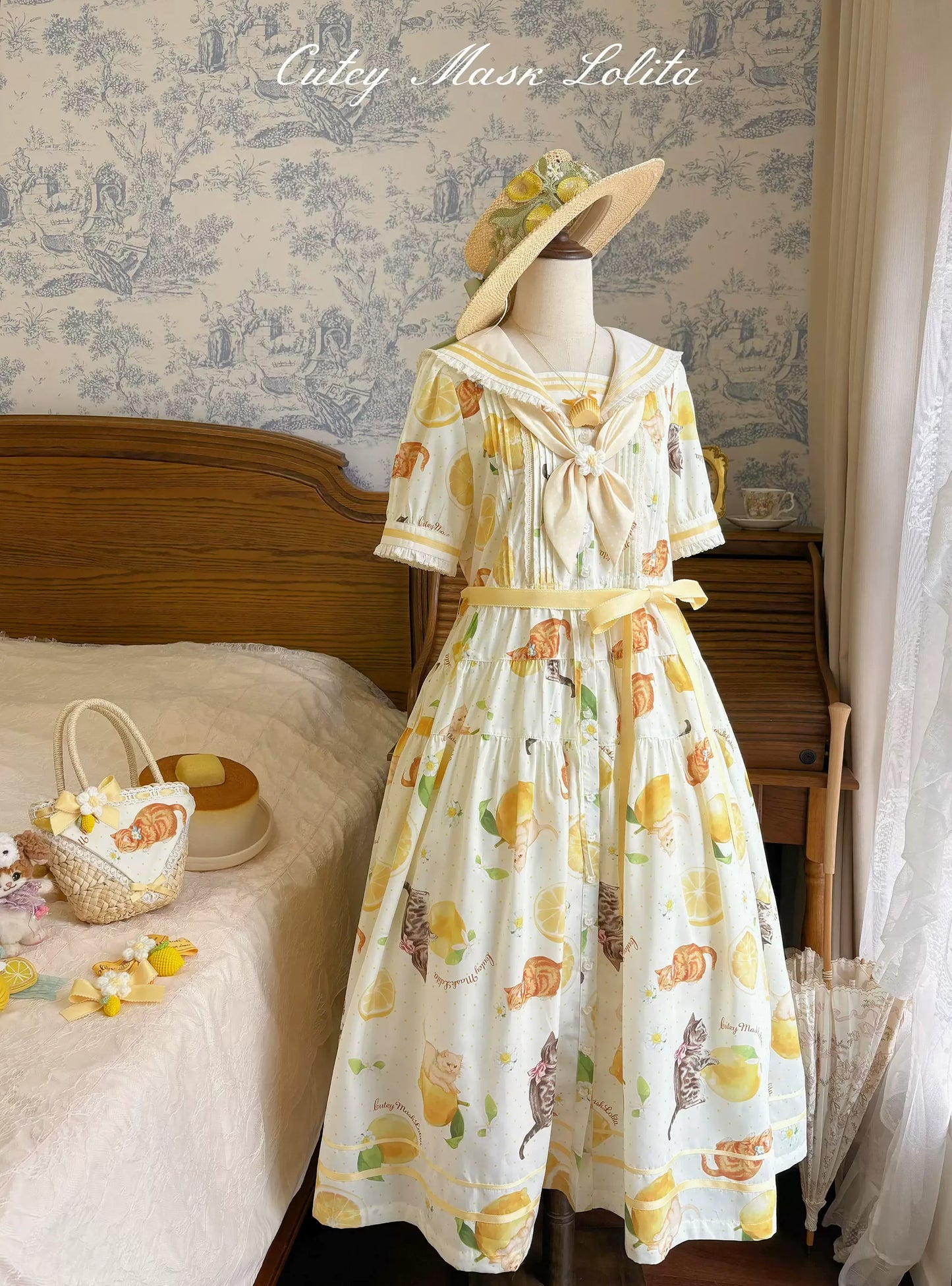 【受注予約~9/10】Lemon Kitty Dream ワンピース・ジャンパースカート【Cutey Mask】