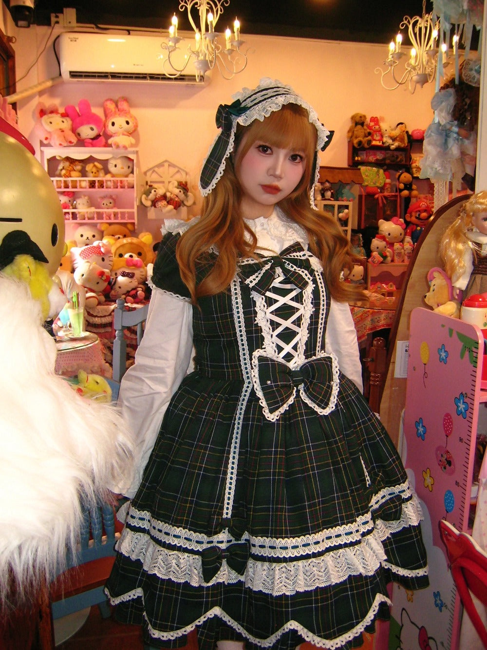 【受注予約~10/16】Ancient Petal Cake ワンピース・ジャンパースカート(チェックver.）【Miss Point】