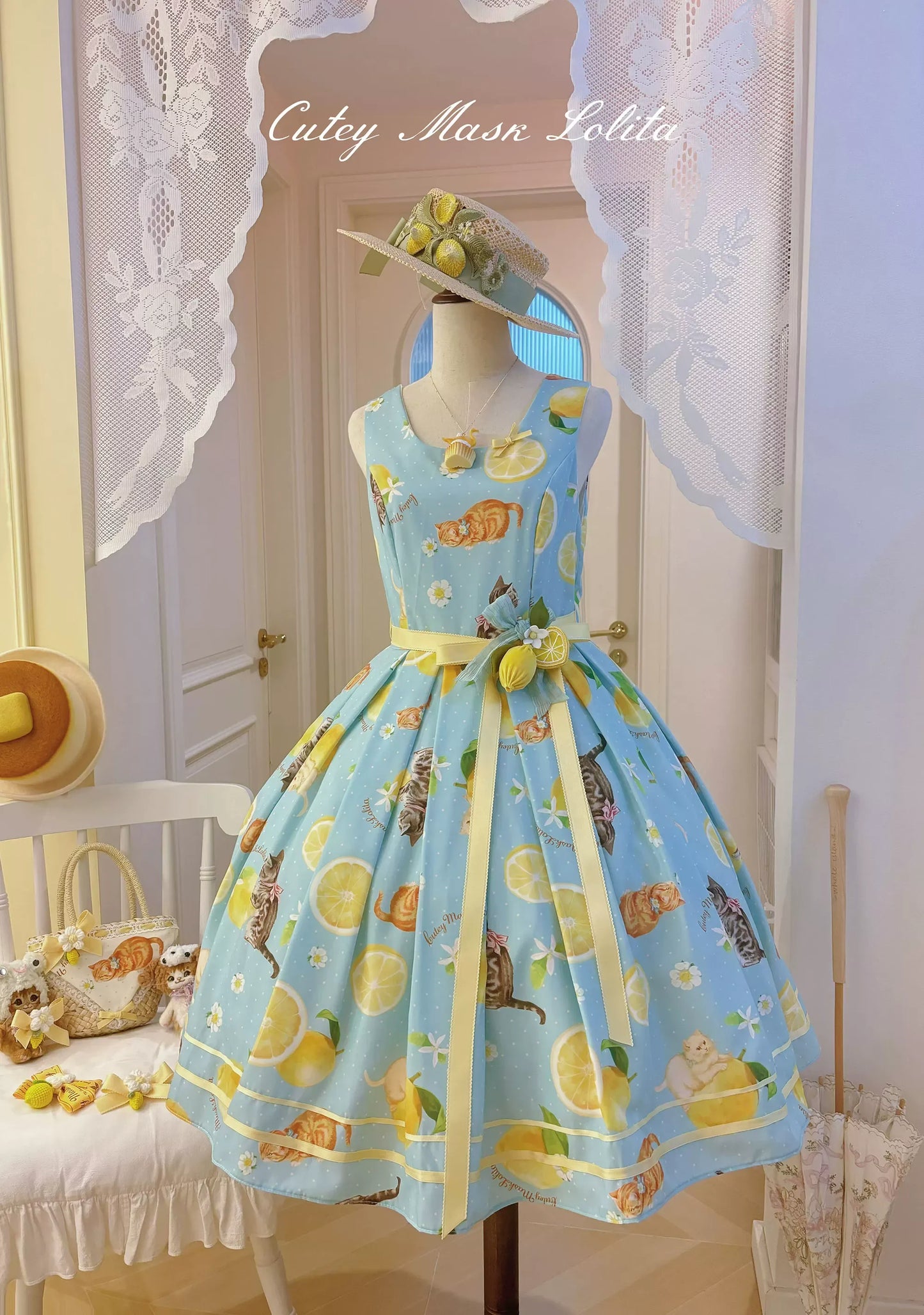 【受注予約~9/10】Lemon Kitty Dream ワンピース・ジャンパースカート【Cutey Mask】