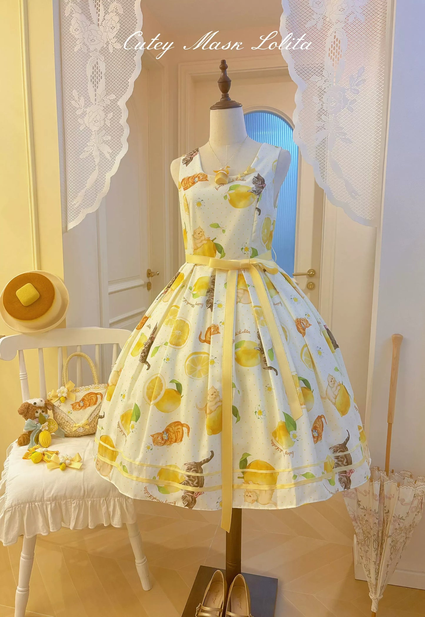 【受注予約~9/10】Lemon Kitty Dream ワンピース・ジャンパースカート【Cutey Mask】