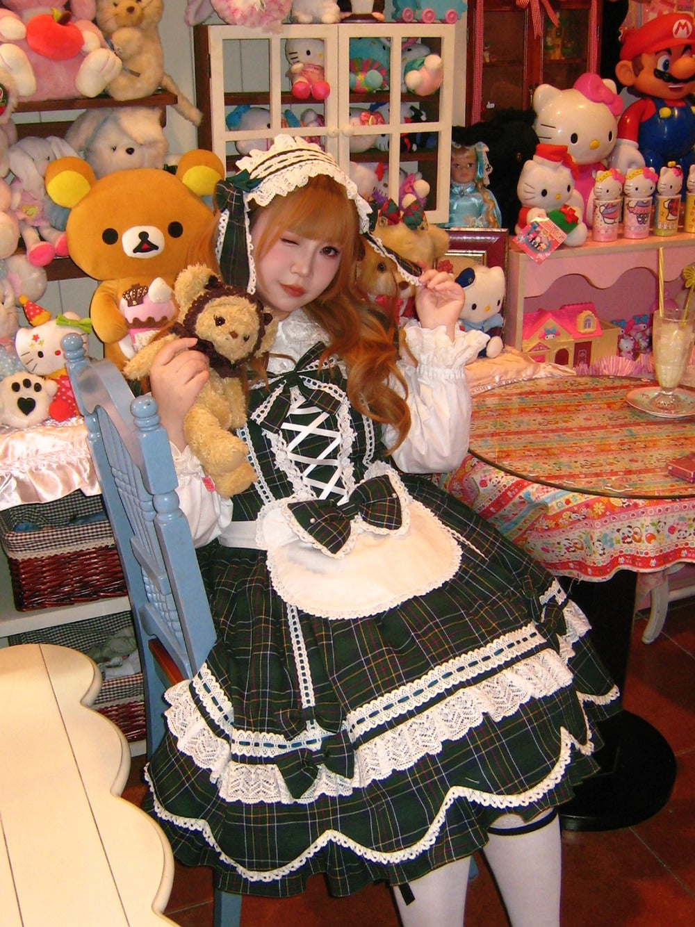 【受注予約~10/16】Ancient Petal Cake ワンピース・ジャンパースカート(チェックver.）【Miss Point】