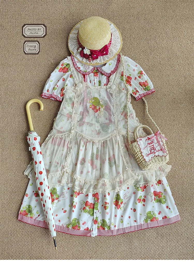 【受注予約~7/30】Summer Strawberry Bunny エプロン【Beleganty】