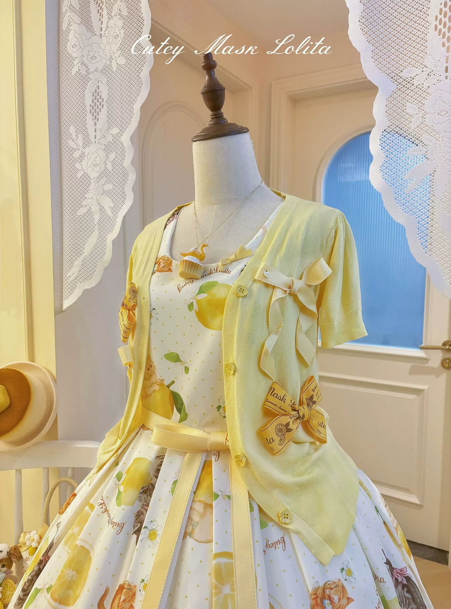 【受注予約~9/10】Lemon Kitty Dream カーディガン・アクセサリー【Cutey Mask】