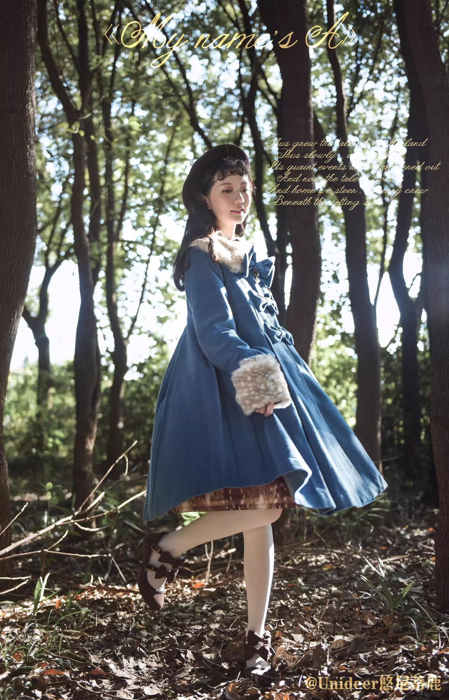 Aラインファーつきコート【Unideer】