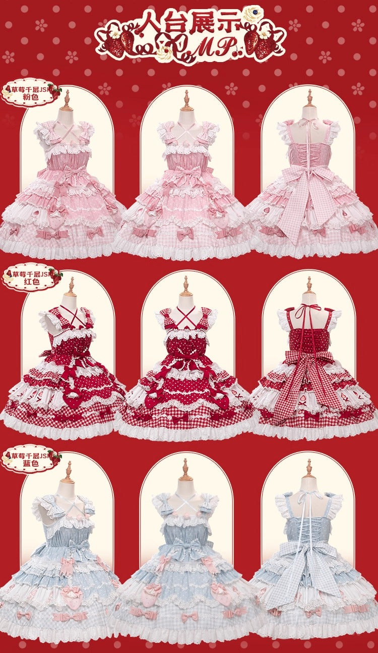 【受注予約~11/18】Strawberry Cake Illustration ジャンパースカート(タイプ1)【花与珍珠匣】