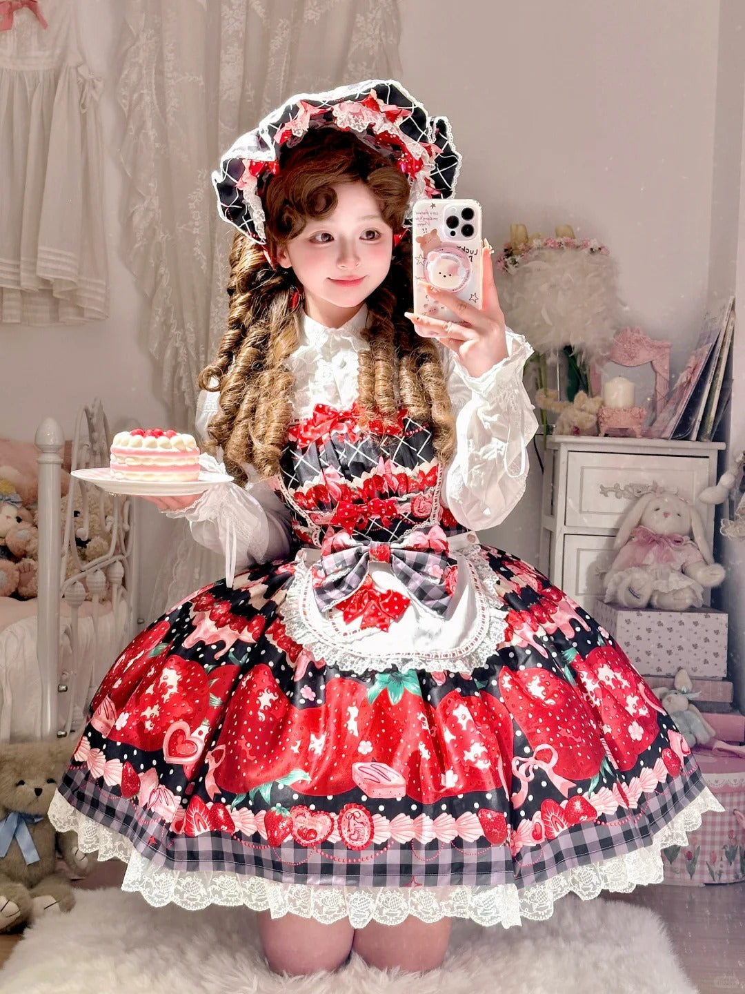 Erdbeercremefarbener Pulloverrock [Dream Lolita]
