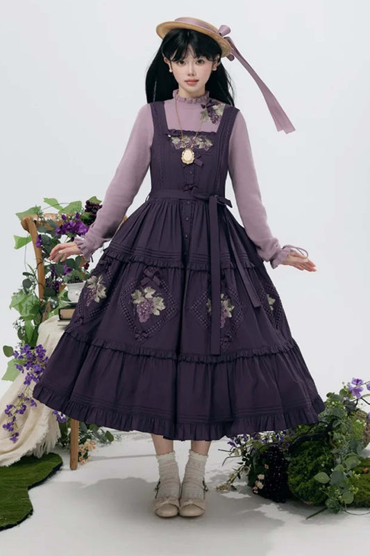 [Pre-orders open until September 2nd] Strawberry Flowers on the Hill 5.0 Jumper Skirt (Long Length) [NyaNya]