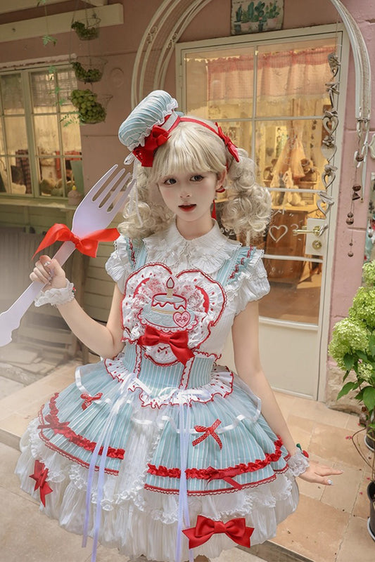 【受注予約~9/25】Eat Cake ジャンパースカート【双生小熊】