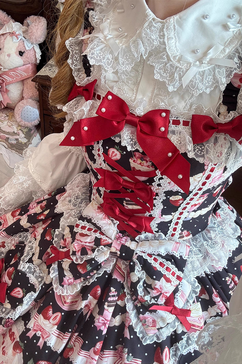 【受注予約~10/15】Strawberry Cake Bouquet 2.0 ジャンパースカート【AntiqueDoll】