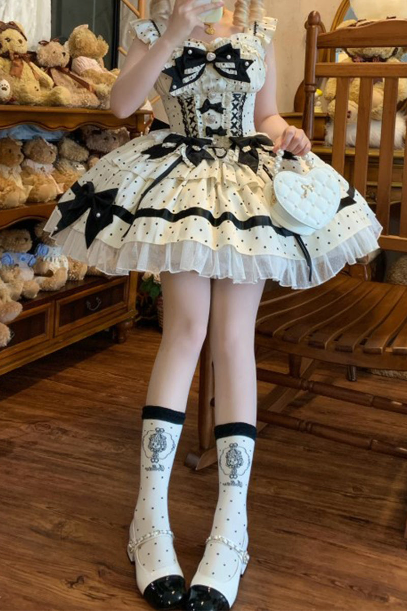 ハートマーブルチョコレートとシュガーコーテッドクッキー柄 ジャンパースカート USED】ハートマーブルチョコレートとシュガーコーテッドクッキー柄