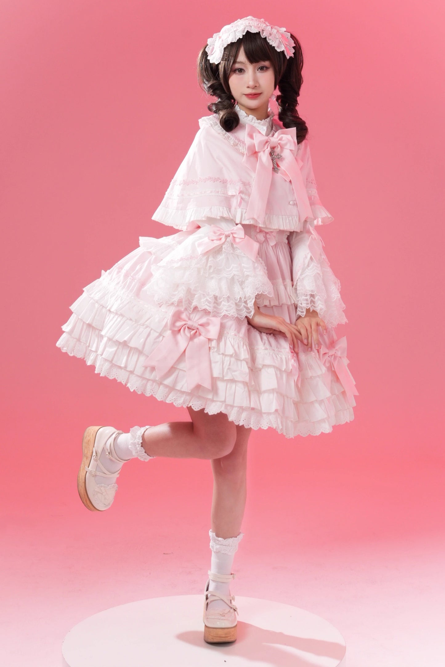 Labirinthe Doll 2.0 ジャンパースカート・ブラウス・ケープ・2点セット(ホワイト×ピンク、ホワイト×サックス)【MQ】