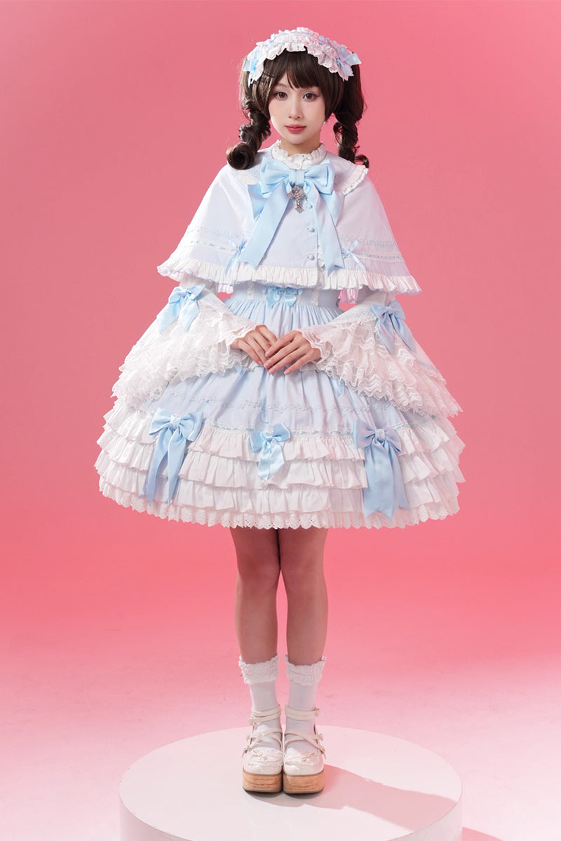 Labirinthe Doll 2.0 ジャンパースカート・ブラウス・ケープ・2点セット(ホワイト×ピンク、ホワイト×サックス)【MQ】