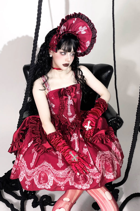 【受注予約~2/19】Lacy Cross ジャンパースカート【CATCOCOON】