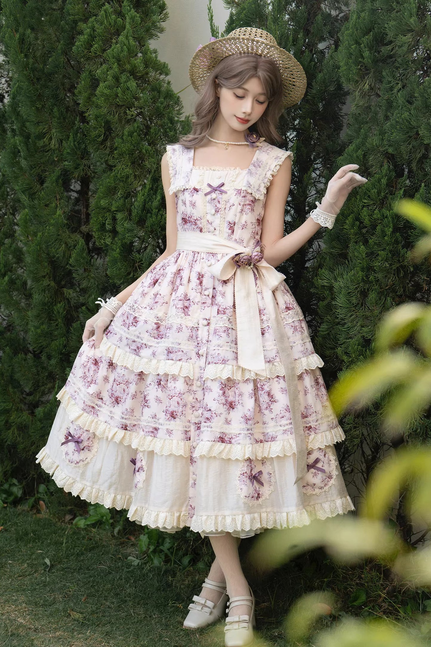 【受注予約~2/15】Black Rose ジャンパースカート【LittlePlum】