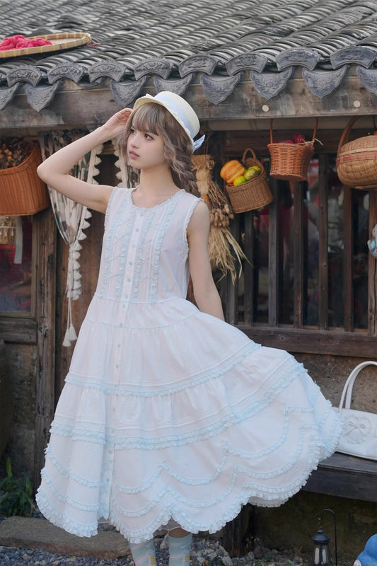 【受注予約~3/11】小花海 ジャンパースカート (タイプ2)【暖屿洋装】