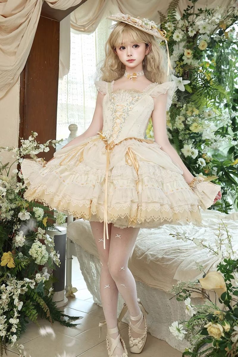 【受注予約~4/5】Lily・Bluebell・LittleYellow・LittleRose ジャンパースカート【咩耶】