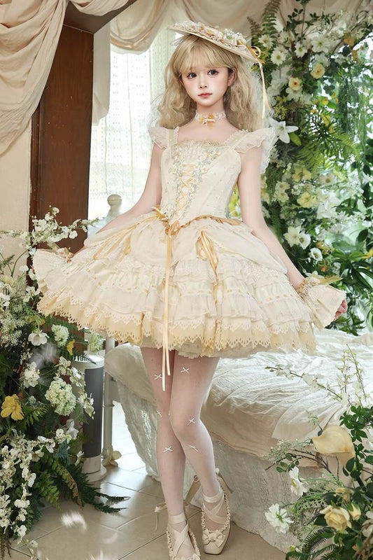 【受注予約~4/5】Lily・Bluebell・LittleYellow・LittleRose ジャンパースカート【咩耶】