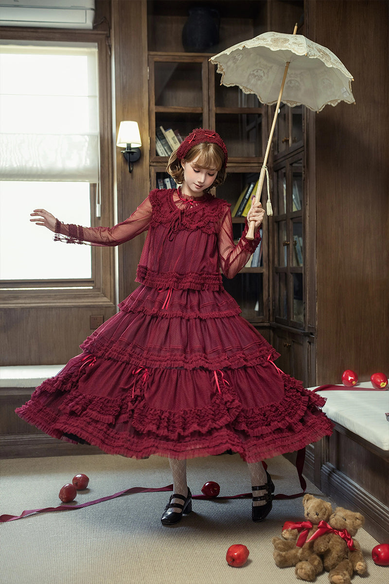 Gepunktetes Tüll-Stufenkleid (110 cm) [Nan'i Western Clothing]