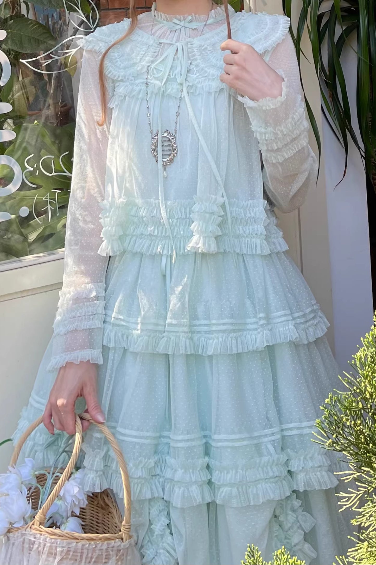 【受注予約~4/16】ドットチュールティアードジャンパースカート（120cm）【暖屿洋装】