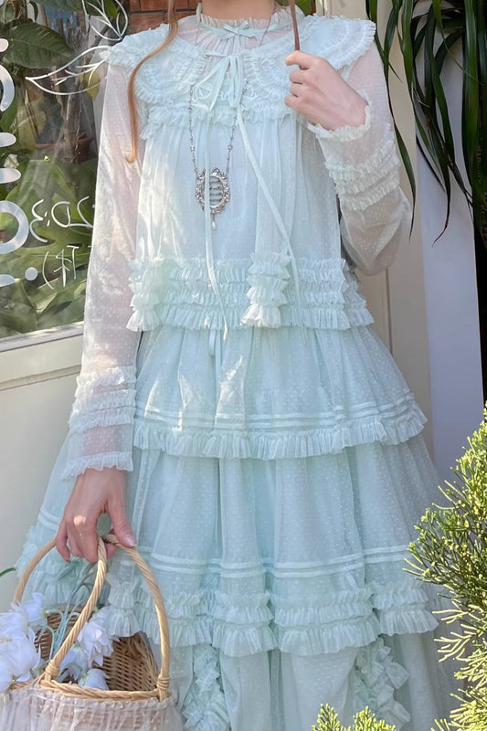 【受注予約~4/16】ドットチュールティアードジャンパースカート（120cm）【暖屿洋装】