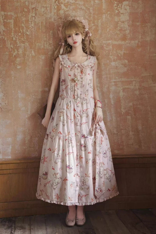 【受注予約~3/30】Autumn Rabbit and Bear ジャンパースカート【Spring Flower Language】