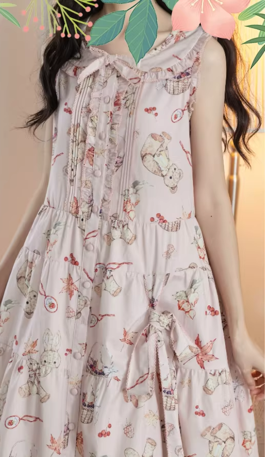 【受注予約~3/30】Autumn Rabbit and Bear ジャンパースカート【Spring Flower Language】