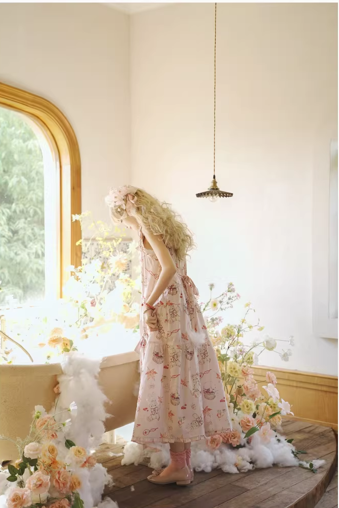 【受注予約~3/30】Autumn Rabbit and Bear ジャンパースカート【Spring Flower Language】