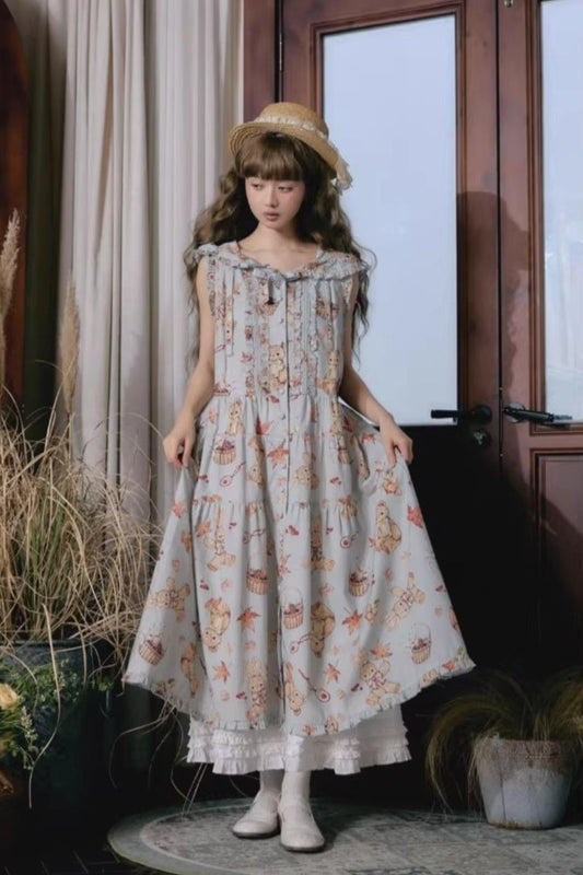 【受注予約~3/30】Autumn Rabbit and Bear SP ジャンパースカート【Spring Flower Language】